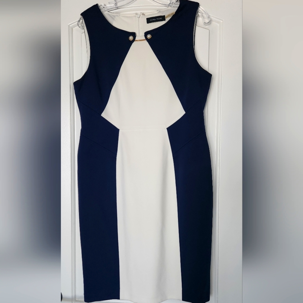 Navy and White Midi Dress